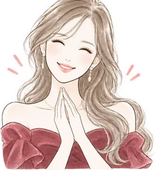 両手を合わせて微笑む女性のイラスト